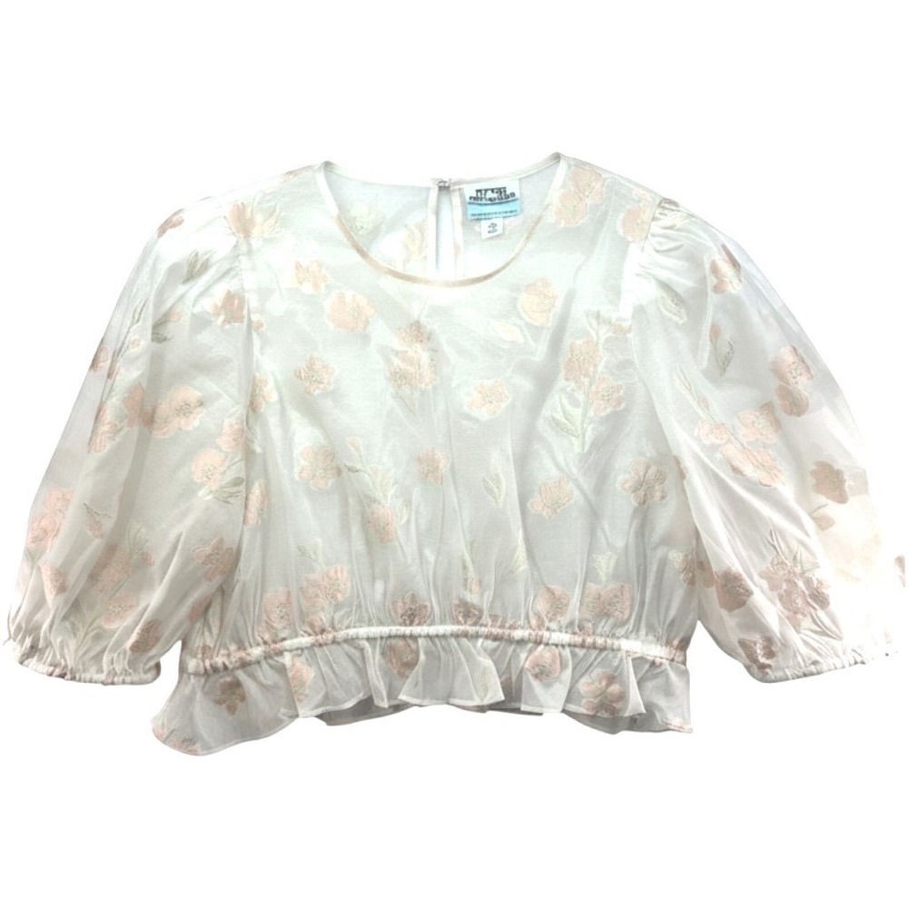 Future Collective Gabriella Karefa-Johnson Floral Organza Puff Sleeve Blouse L